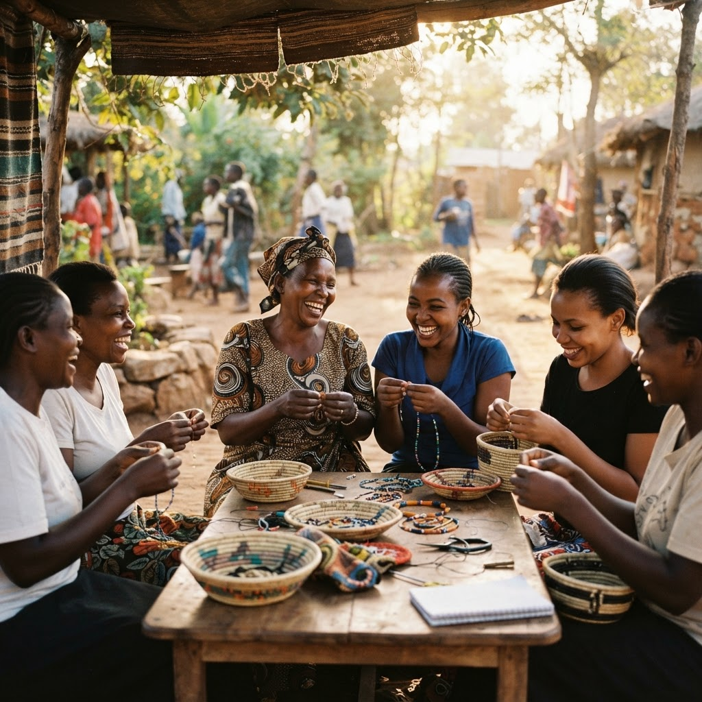 Women collaborating in a community empowerment program